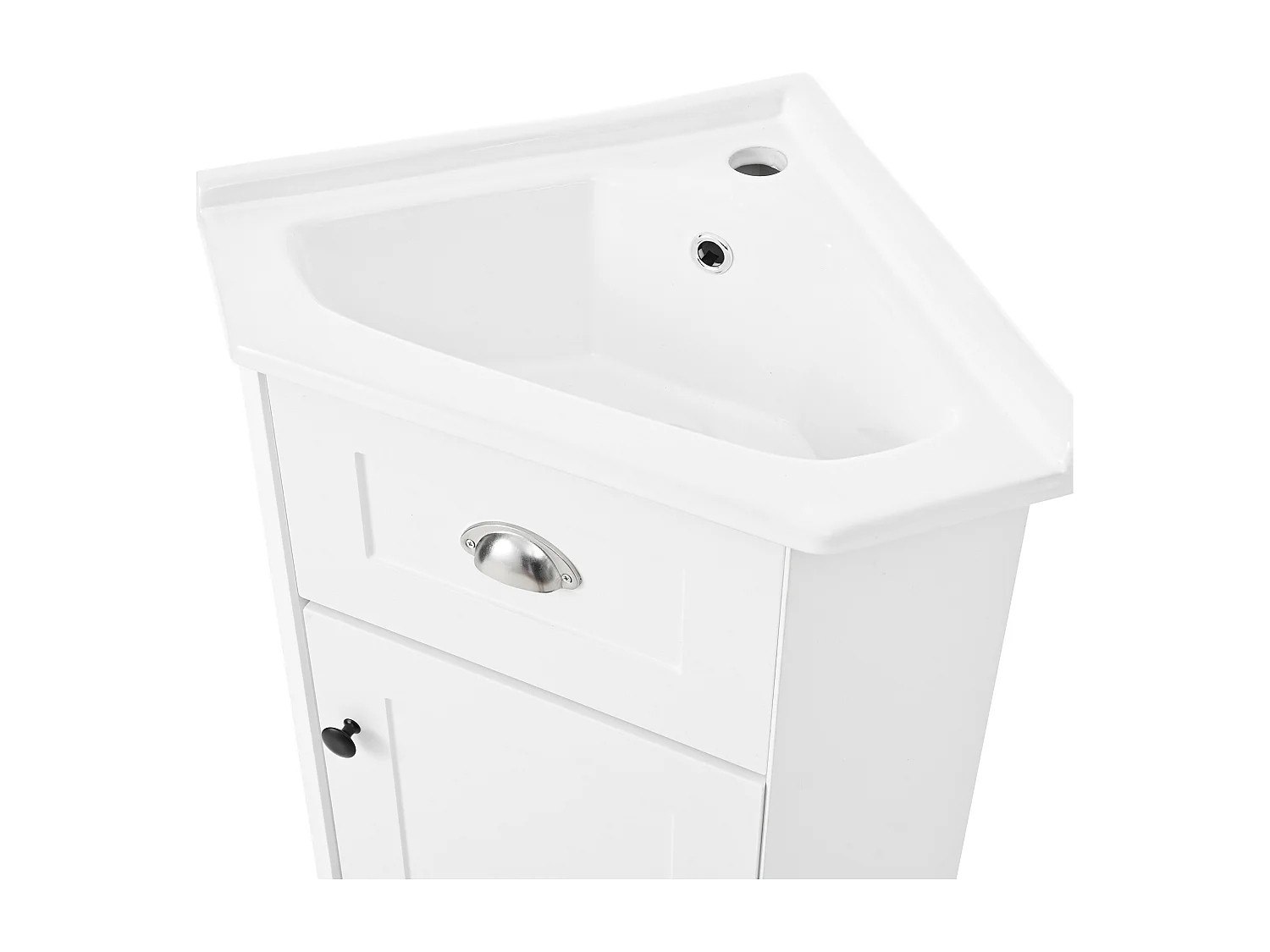Meuble de salle de bain - avec une vasque en céramique - avec 1 porte - Blanc (robinet non inclus)