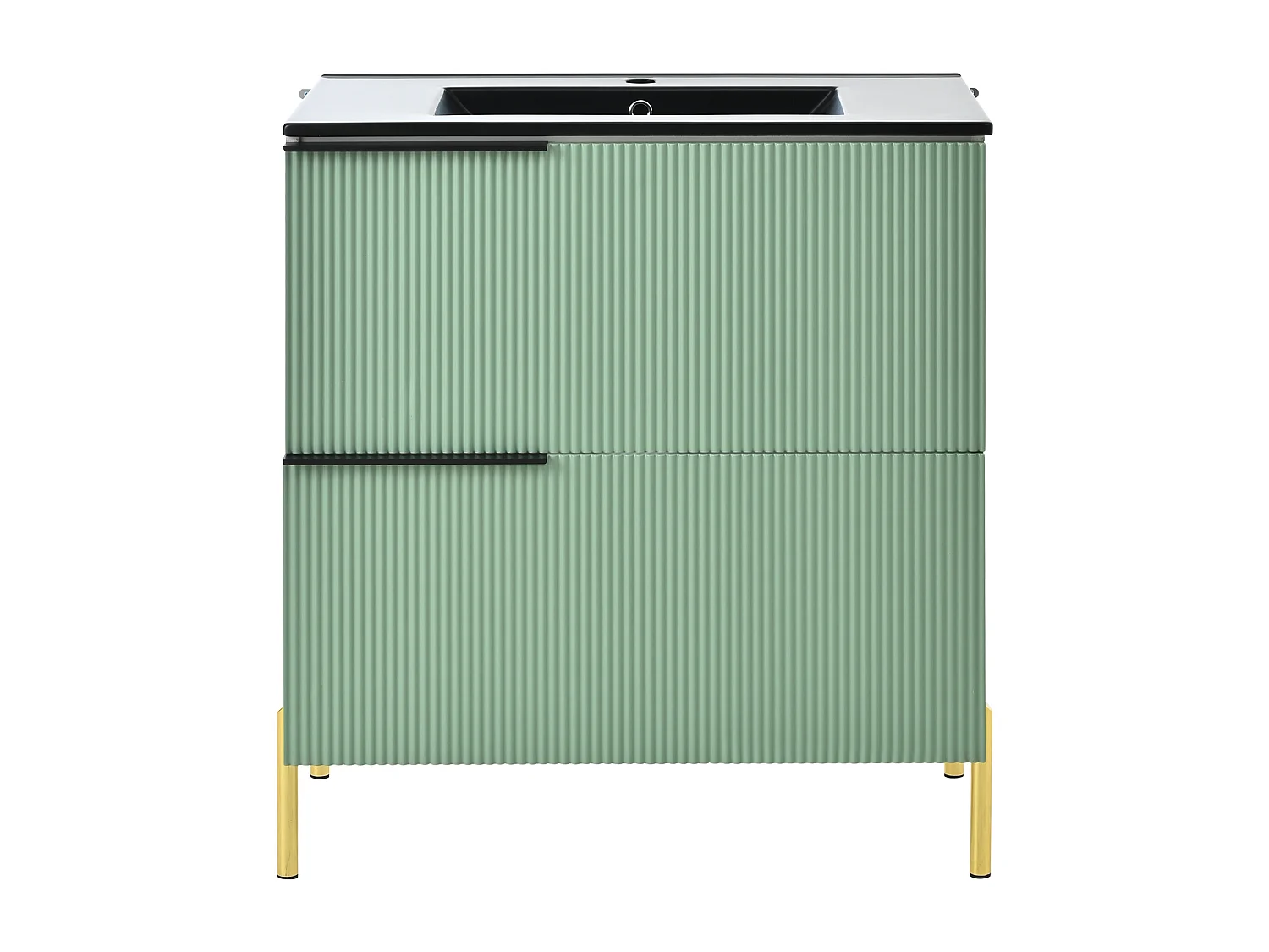 Mobile bagno - con lavabo in ceramica - con 2 cassetti - verde + bianco​ (rubinetto non incluso)