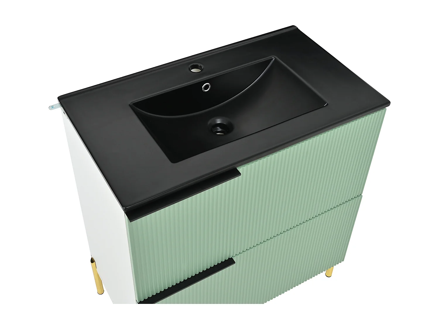 Mobile bagno - con lavabo in ceramica - con 2 cassetti - verde + bianco​ (rubinetto non incluso)