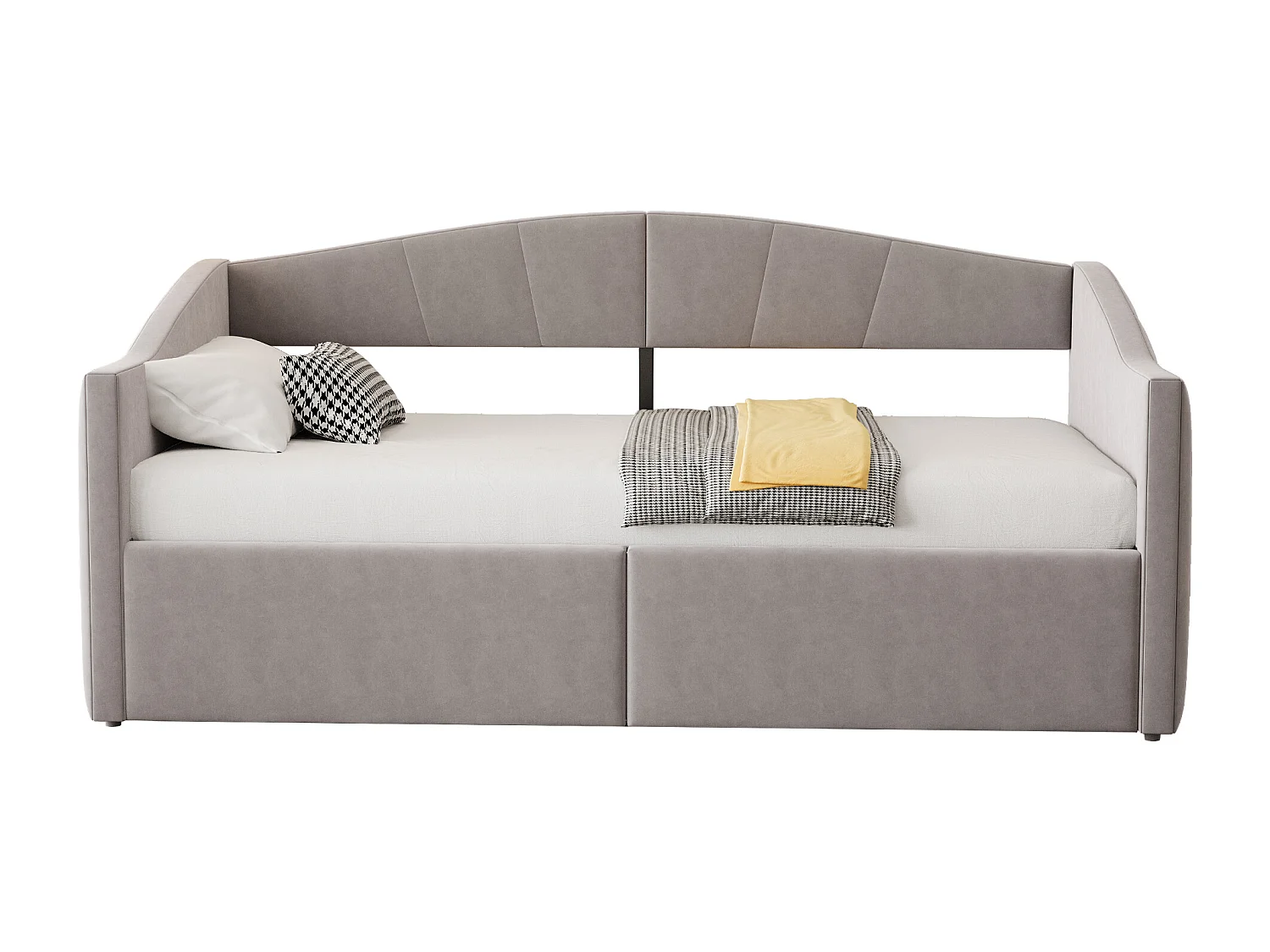 Canapé-lit coffre 90x200cm - sommier à lattes - tissu velours - gris clair (matelas non inclus)