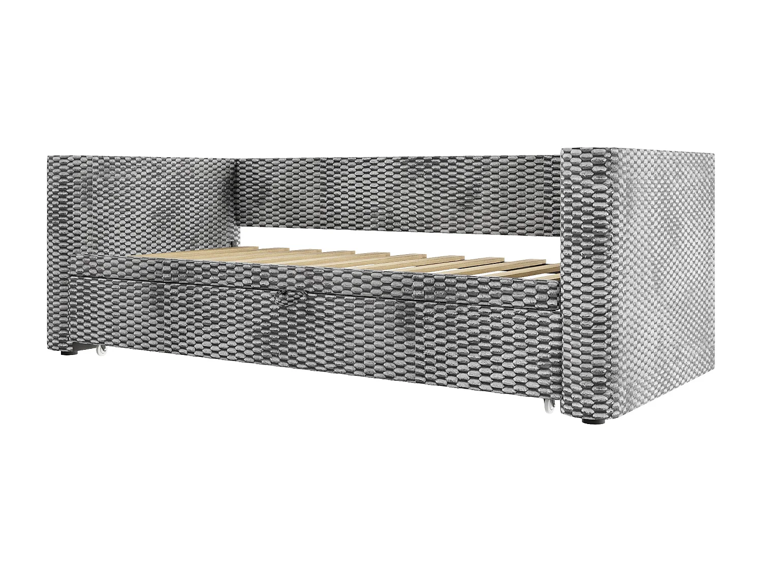 Schlafsofa 90/180x200cm - mit ausziehbares Bett - mit LED-Lichtleiste - mit Lattenrost - Samt - grau (Matratze nicht inbegriffen)