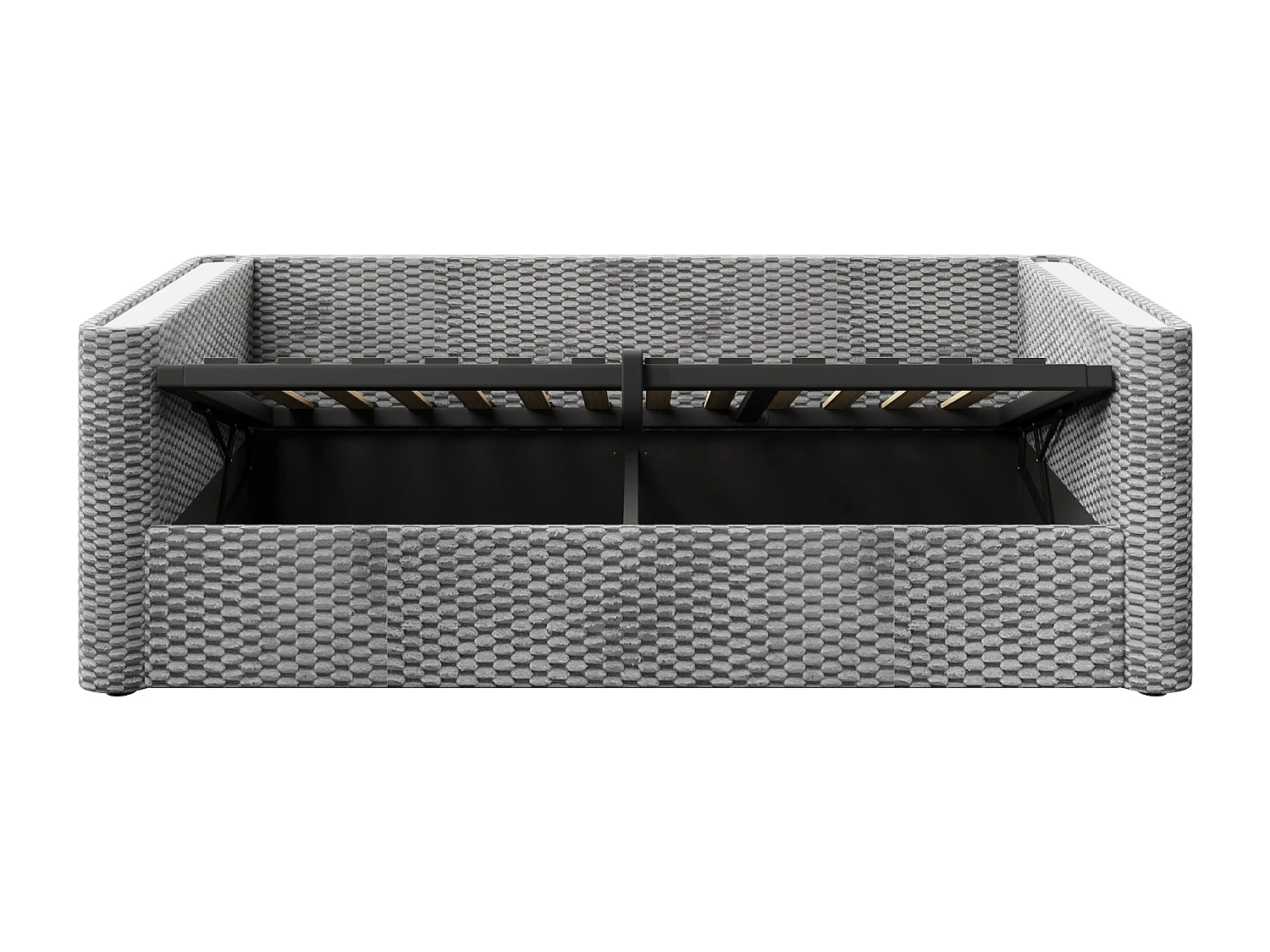 Schlafsofa mit Stauraum 90x200 cm - mit LED-Beleuchtung - Lattenrost - Samt - grau (Matratze nicht inbegriffen)