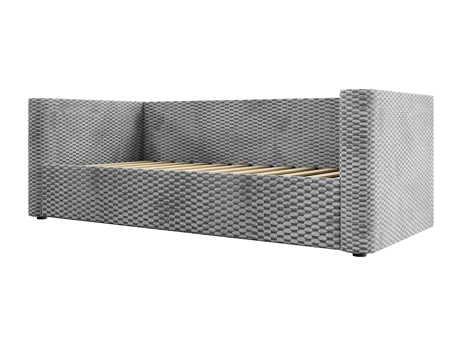 Schlafsofa mit Stauraum 90x200 cm - mit LED-Beleuchtung - Lattenrost - Samt - grau (Matratze nicht inbegriffen)