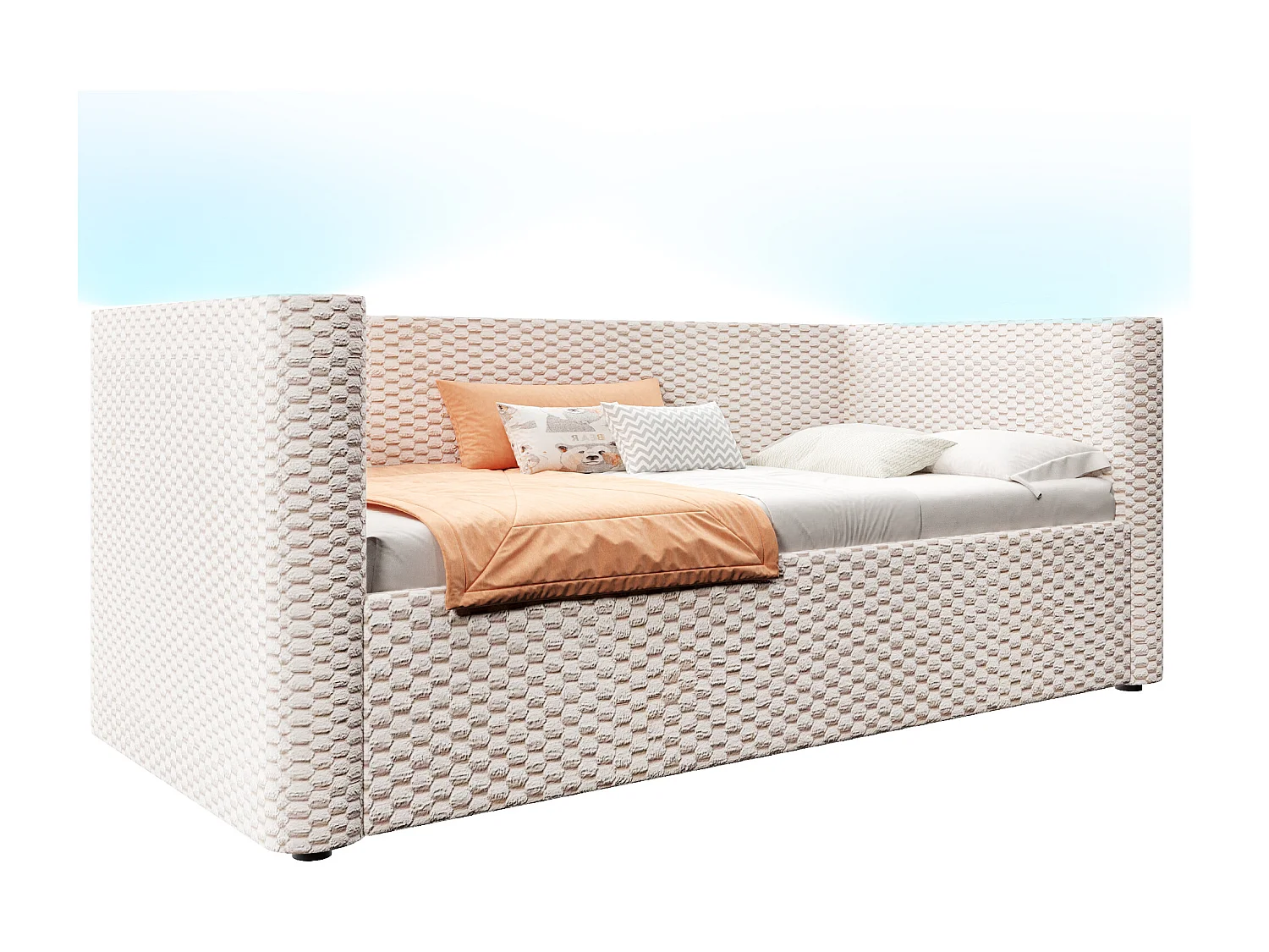Canapé-lit coffre 90x200 cm - avec éclairage LED - sommier à lattes - velours - beige (matelas non inclus)