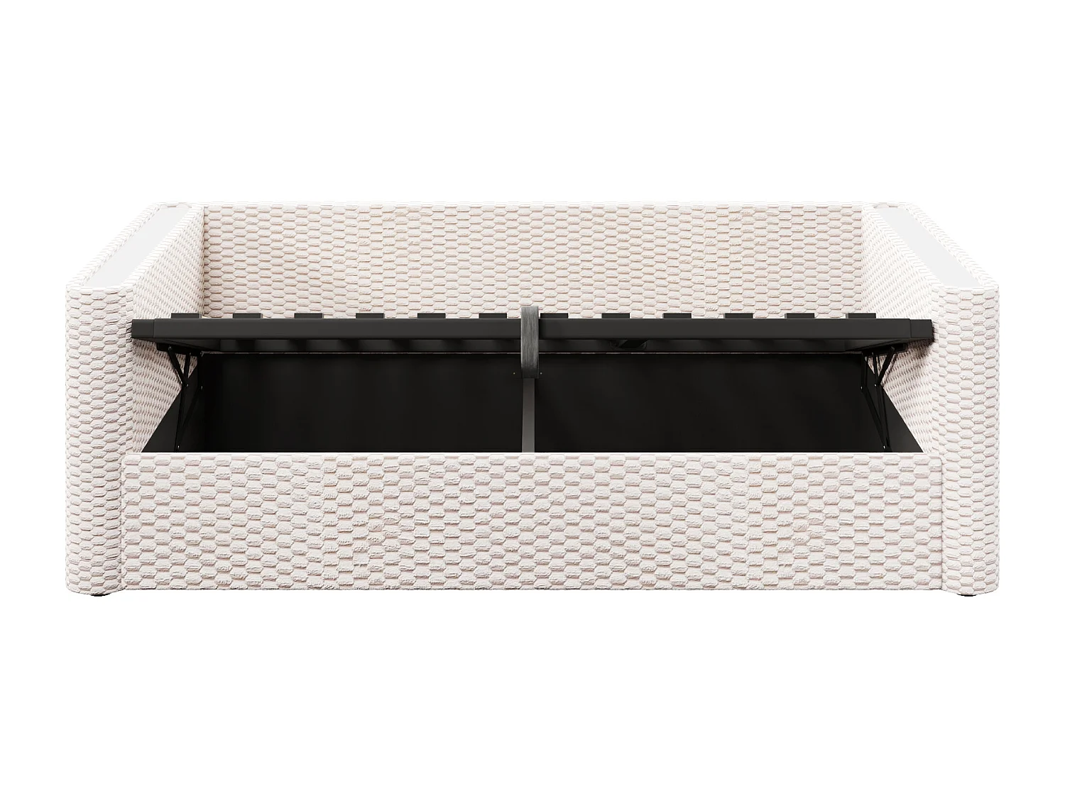 Canapé-lit coffre 90x200 cm - avec éclairage LED - sommier à lattes - velours - beige (matelas non inclus)