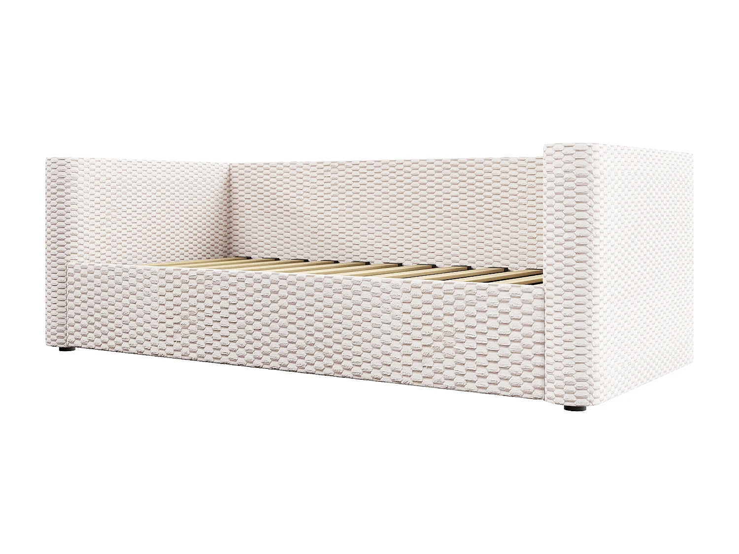 Canapé-lit coffre 90x200 cm - avec éclairage LED - sommier à lattes - velours - beige (matelas non inclus)