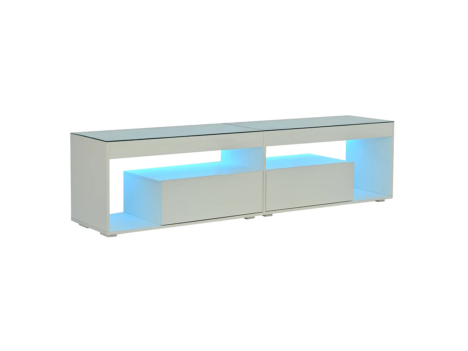 Glanzend TV-meubel 180x50x46 cm - met 2 laden - met LED - voor televisies tot 70" - zwart