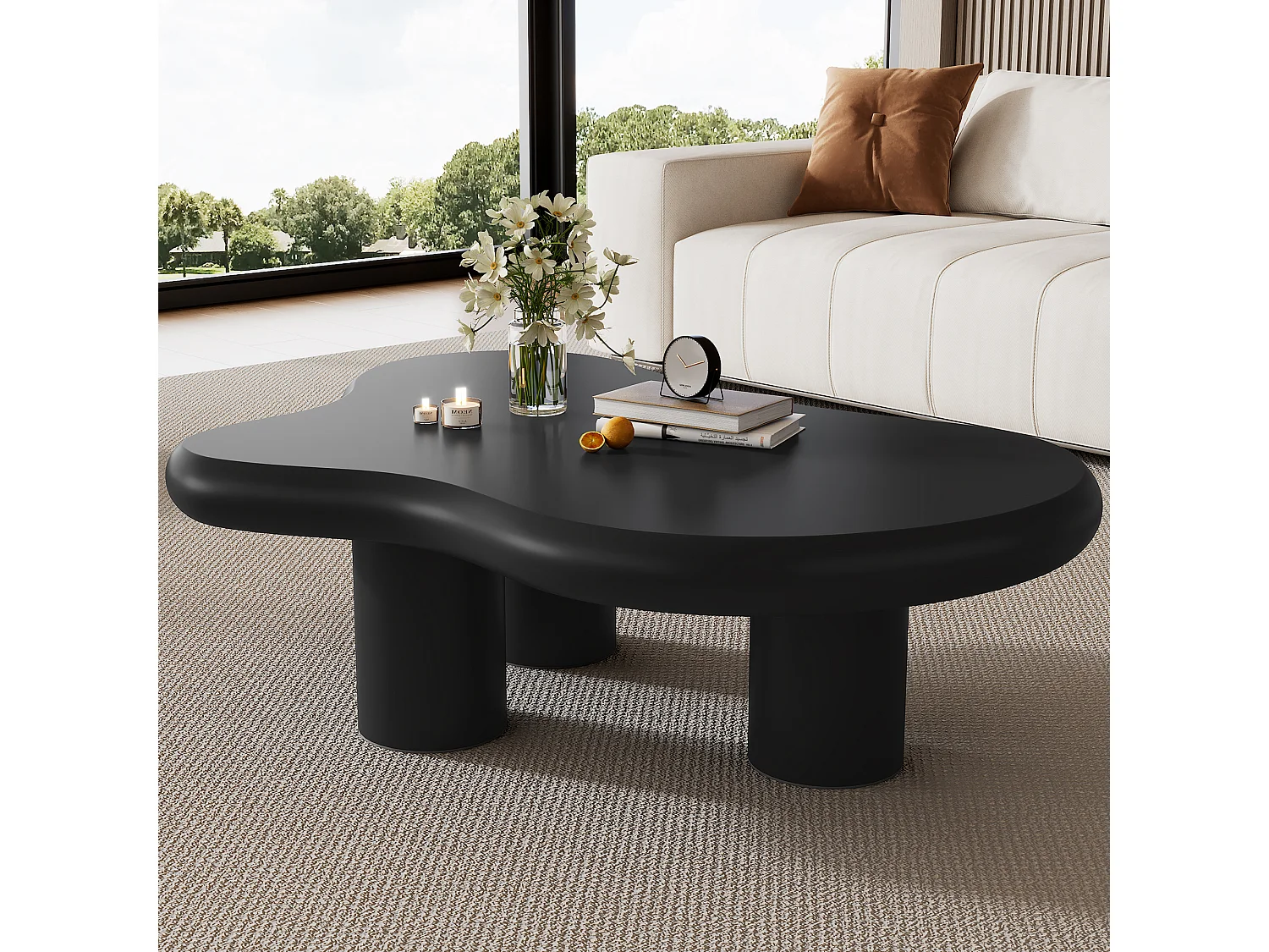 Couchtisch 97x67x32 cm - Wolkengestalt - Lackiertes Finish - MDF - Schwarz