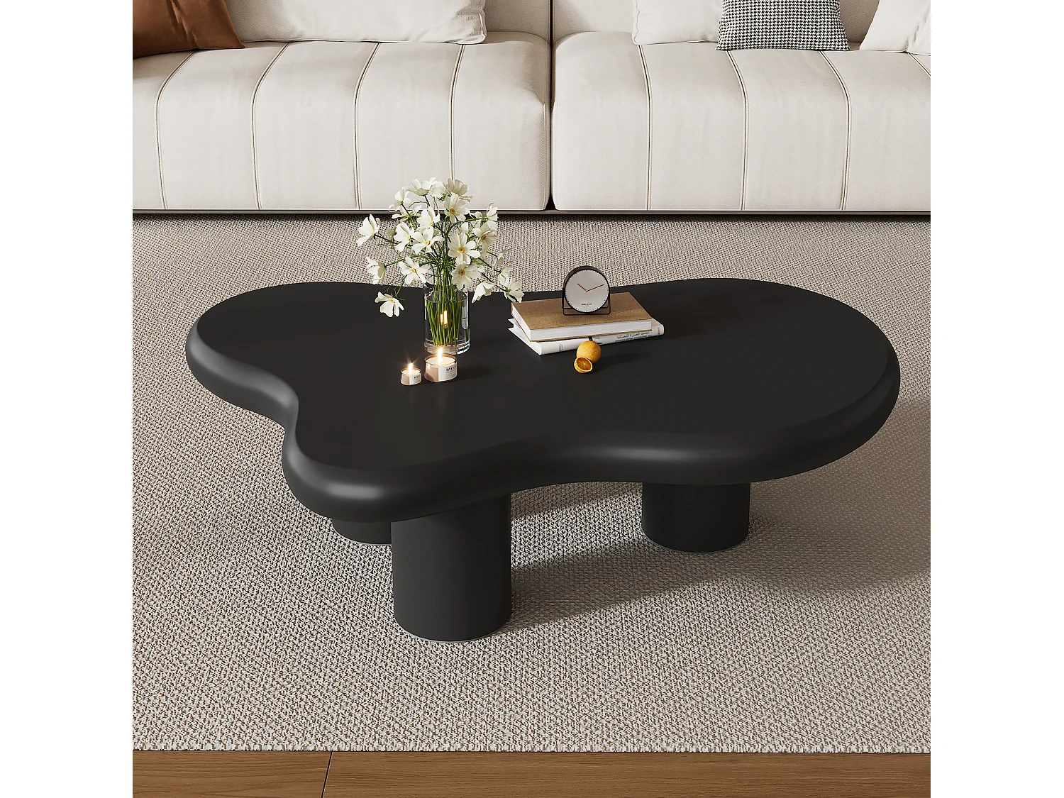 Couchtisch 97x67x32 cm - Wolkengestalt - Lackiertes Finish - MDF - Schwarz