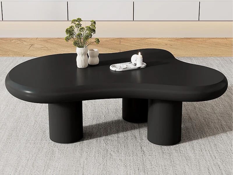 Table basse 97x67x32 cm - Forme nuage - Finition laquée - MDF - Noir
