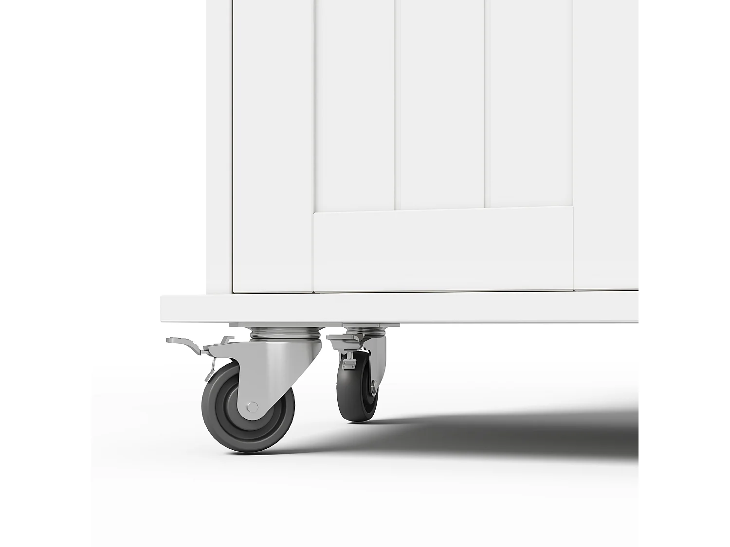 Ilot central de cuisine mobile - plateau extensible - avec porte-serviettes - avec 1 tiroir et 4 portes - MDF - Blanc