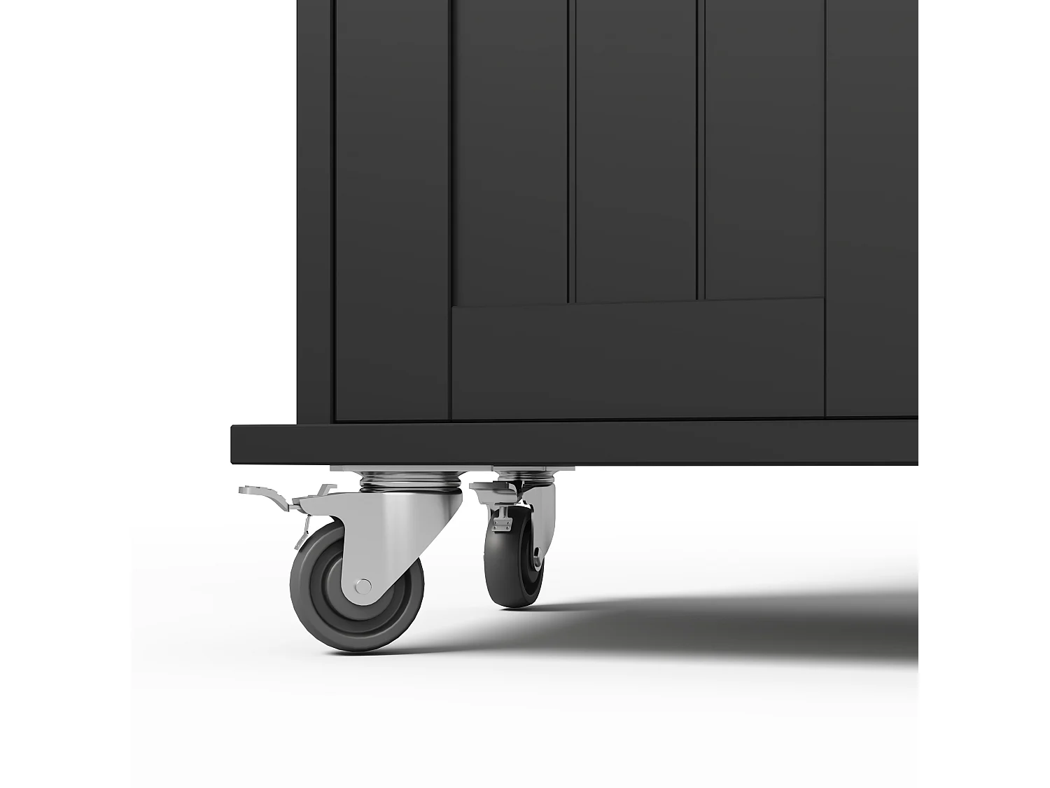 Mobiel keukeneiland - uitschuifbaar aanrechtblad - met handdoekhouder - met 1 lade en 4 deuren - MDF - Zwart