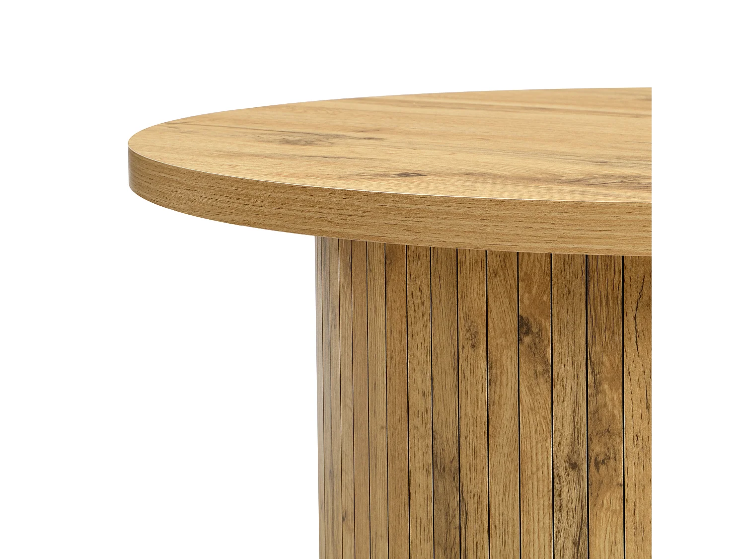 Salontafel set - Ronde plaat - Verticale strepen motief - MDF - Natuur
