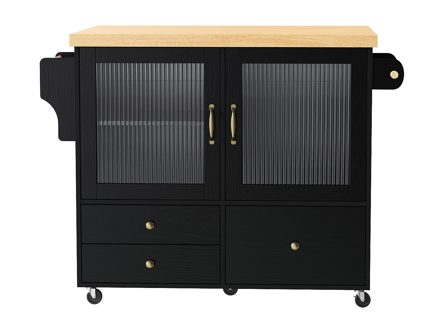 Mobiel keukeneiland 100x42x91.5cm - uitschuifbaar aanrechtblad - multifunctionele opbergruimte - Zwart