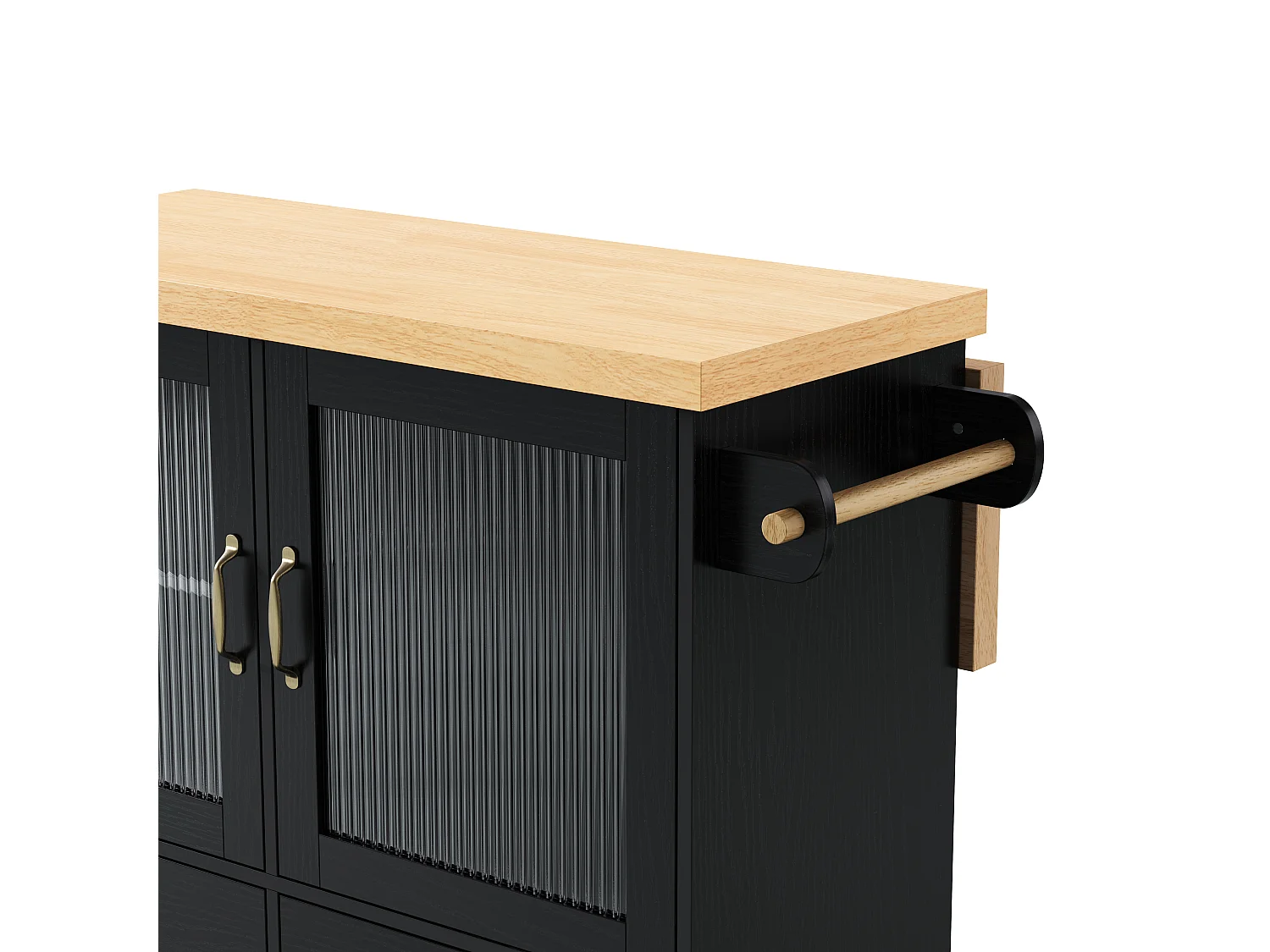 Mobiel keukeneiland 100x42x91.5cm - uitschuifbaar aanrechtblad - multifunctionele opbergruimte - Zwart