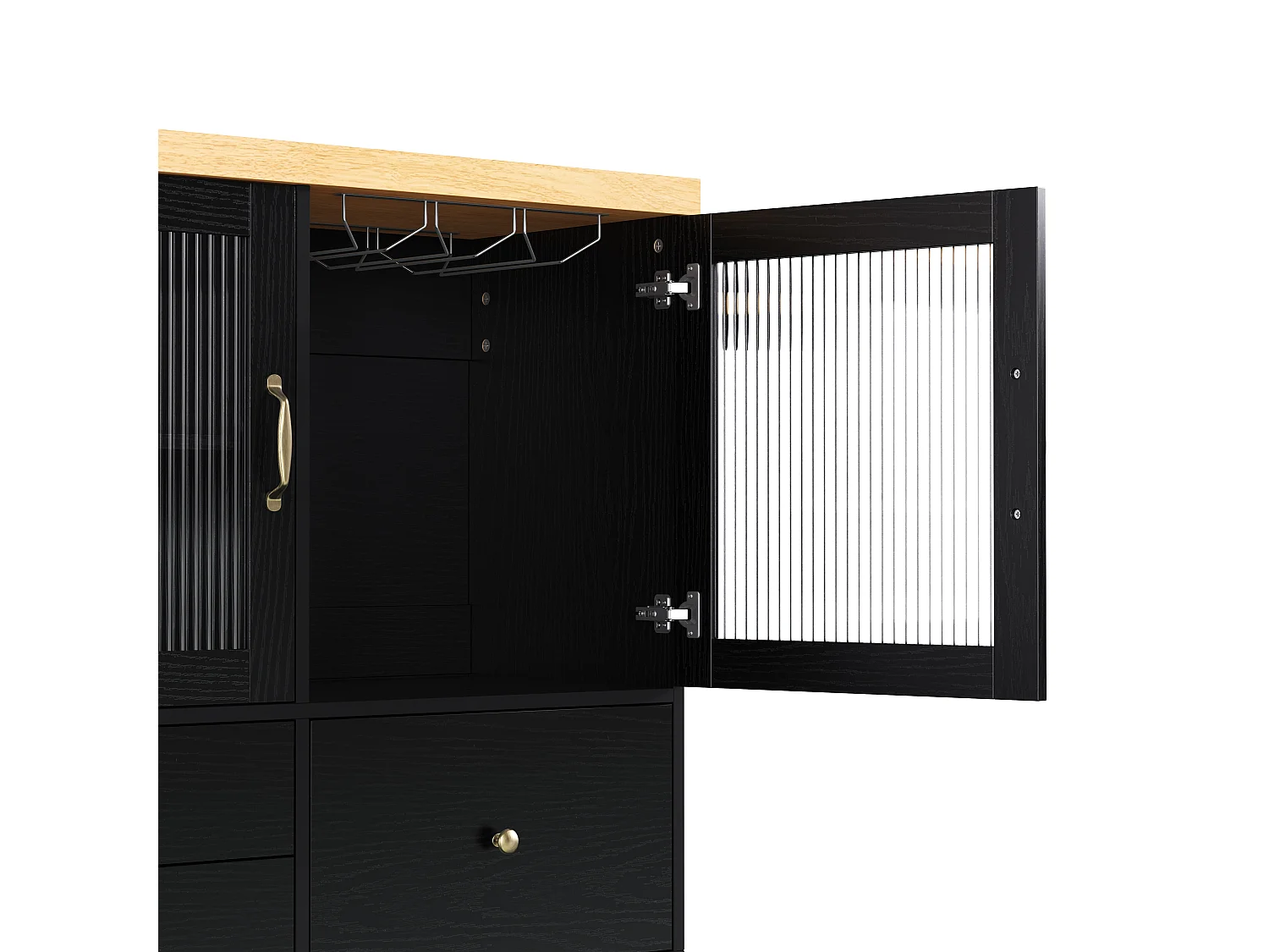 Mobiel keukeneiland 100x42x91.5cm - uitschuifbaar aanrechtblad - multifunctionele opbergruimte - Zwart