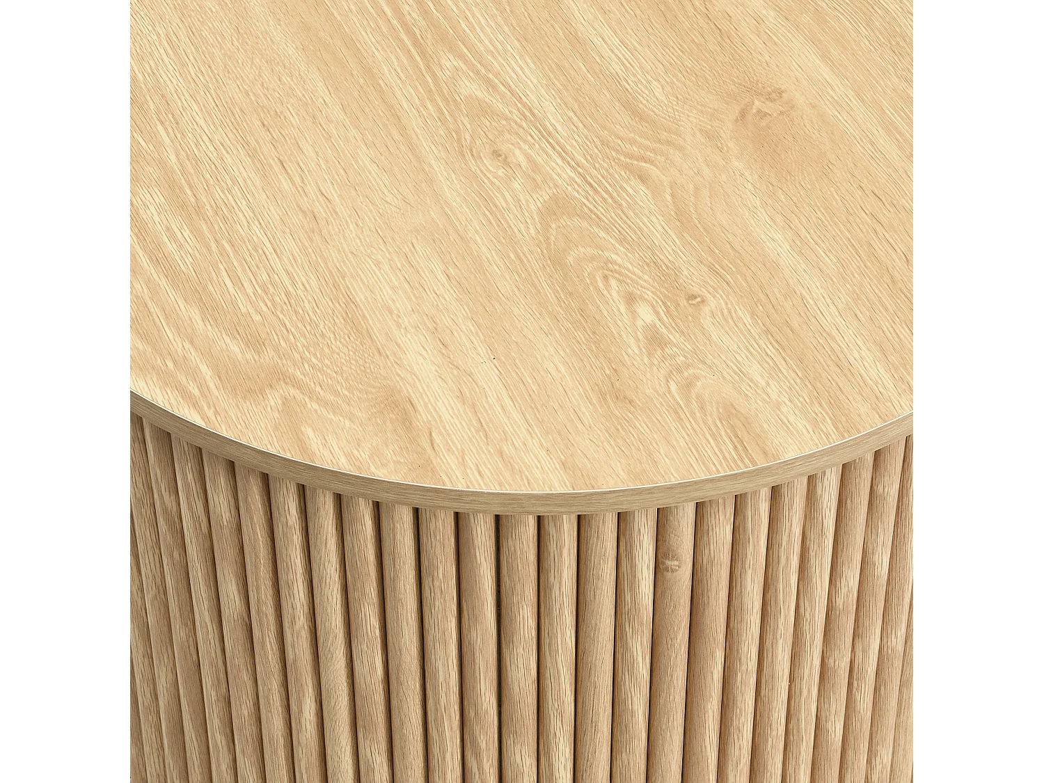 Salontafel set - Ronde plaat - Verticale strepen motief - MDF - Natuur