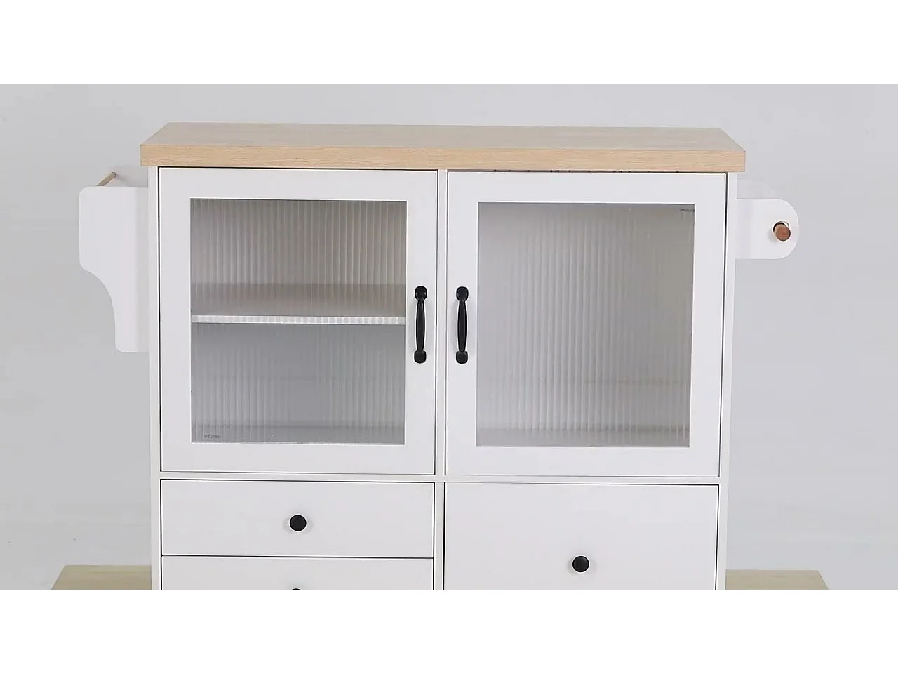 Isla de cocina móvil 100x42x91.5cm - encimera extensible - espacio de almacenamiento multifuncional - blanco