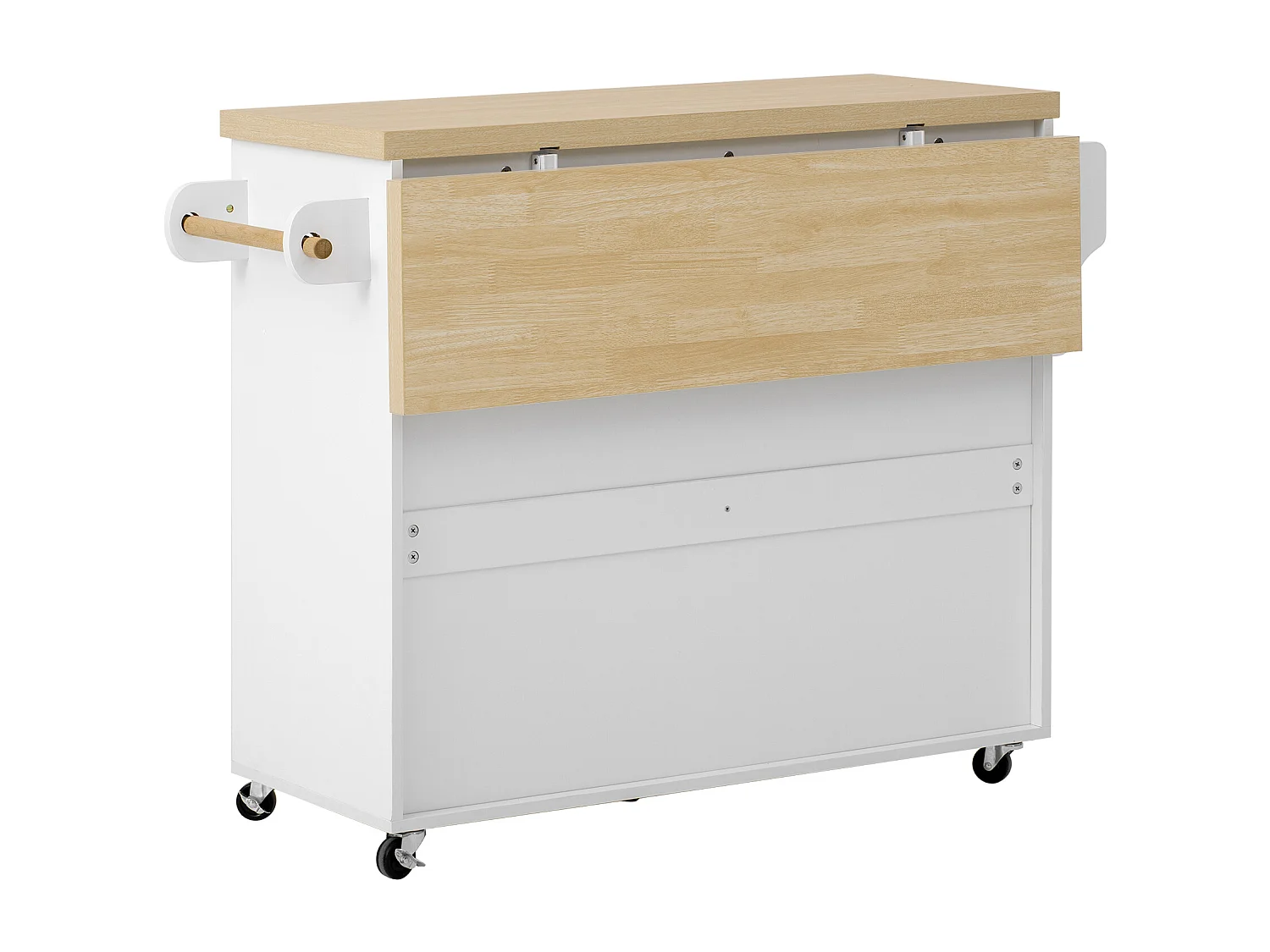 Isla de cocina móvil 100x42x91.5cm - encimera extensible - espacio de almacenamiento multifuncional - blanco