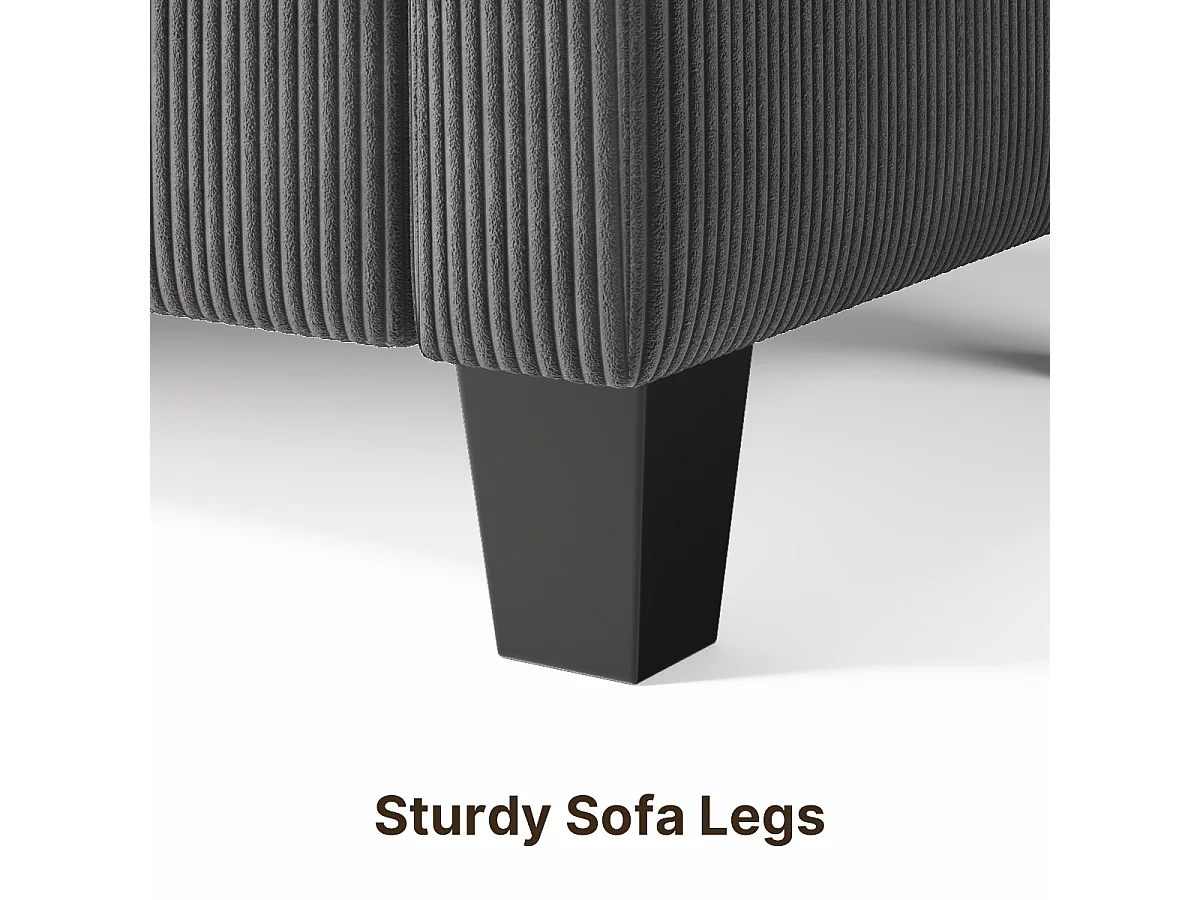 Canapé D’angle 3 Places Canapé modulable Velours Côtelé Gris foncé