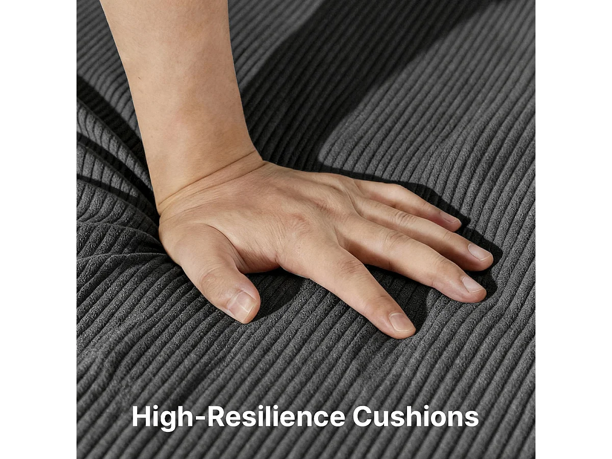 Canapé D’angle 3 Places Canapé modulable Velours Côtelé Gris foncé