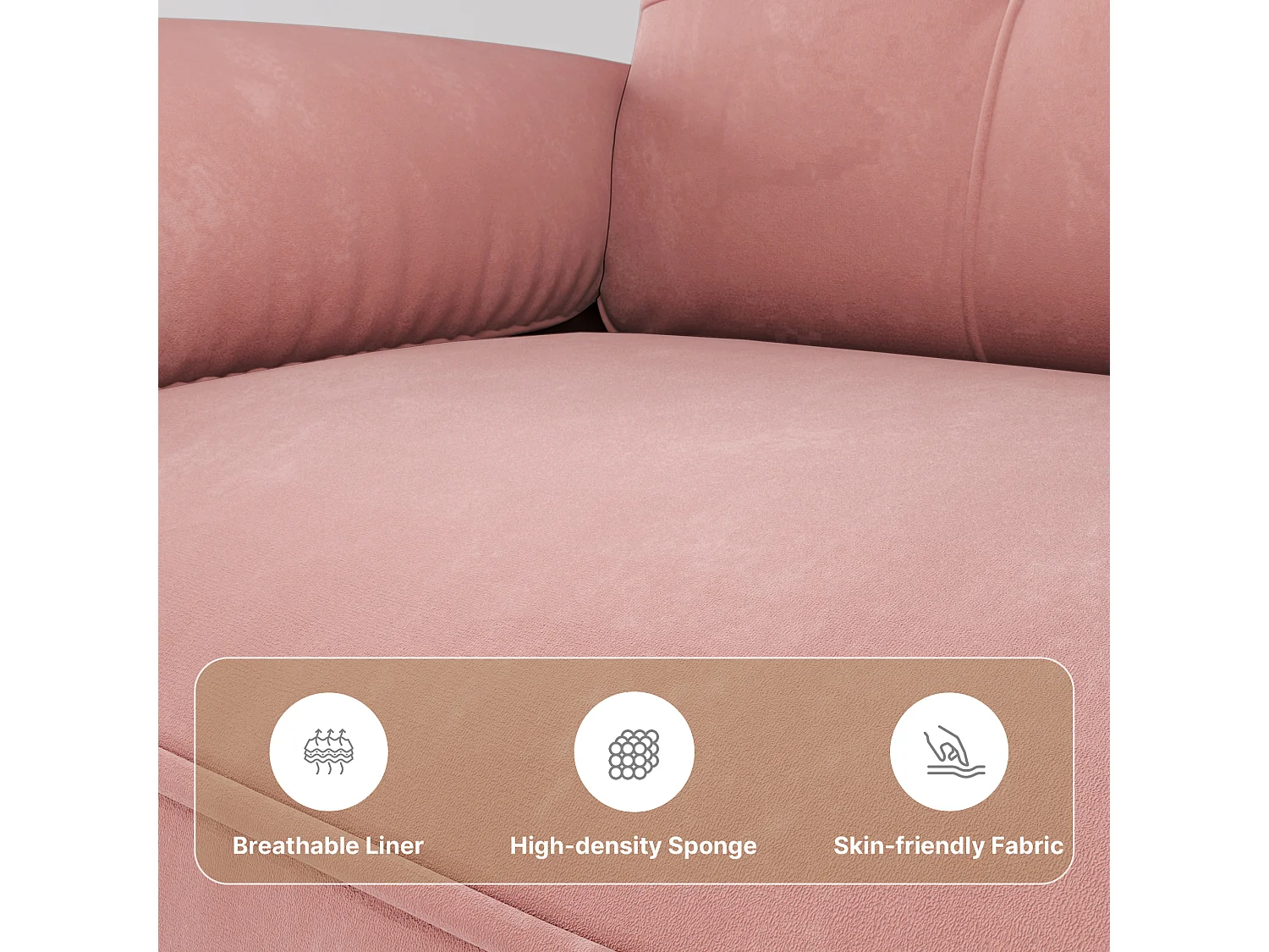 Canapé 2 Places Relax Tissu Rose，145 x 77 x 77 cm