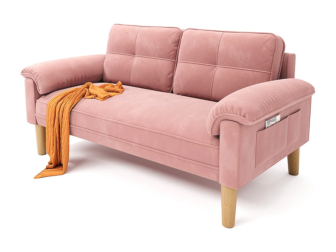 Canapé 2 Places Relax Tissu Rose，145 x 77 x 77 cm