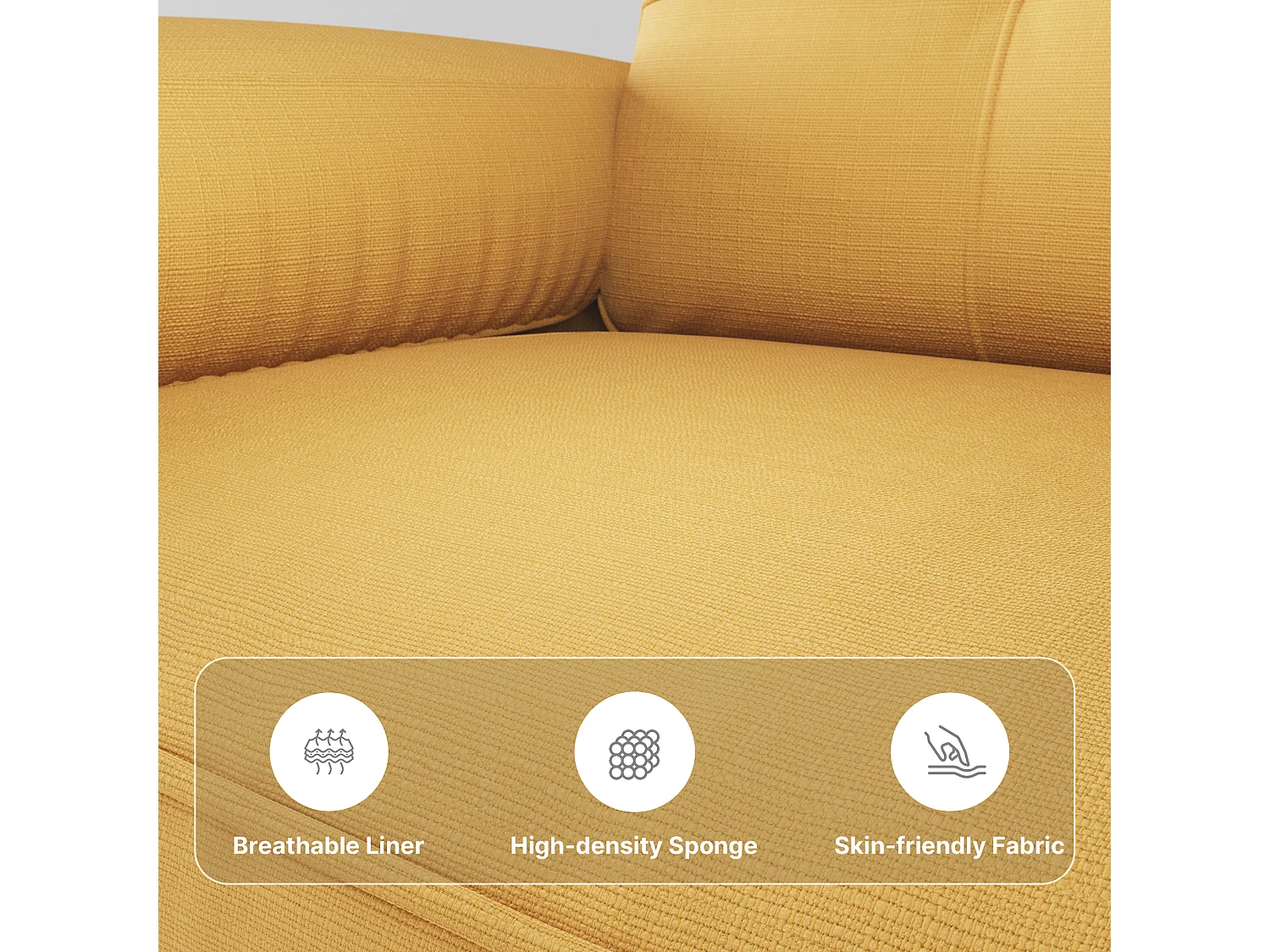 Canapé 2 Places Relax Tissu Jaune，145 x 77 x 77 cm