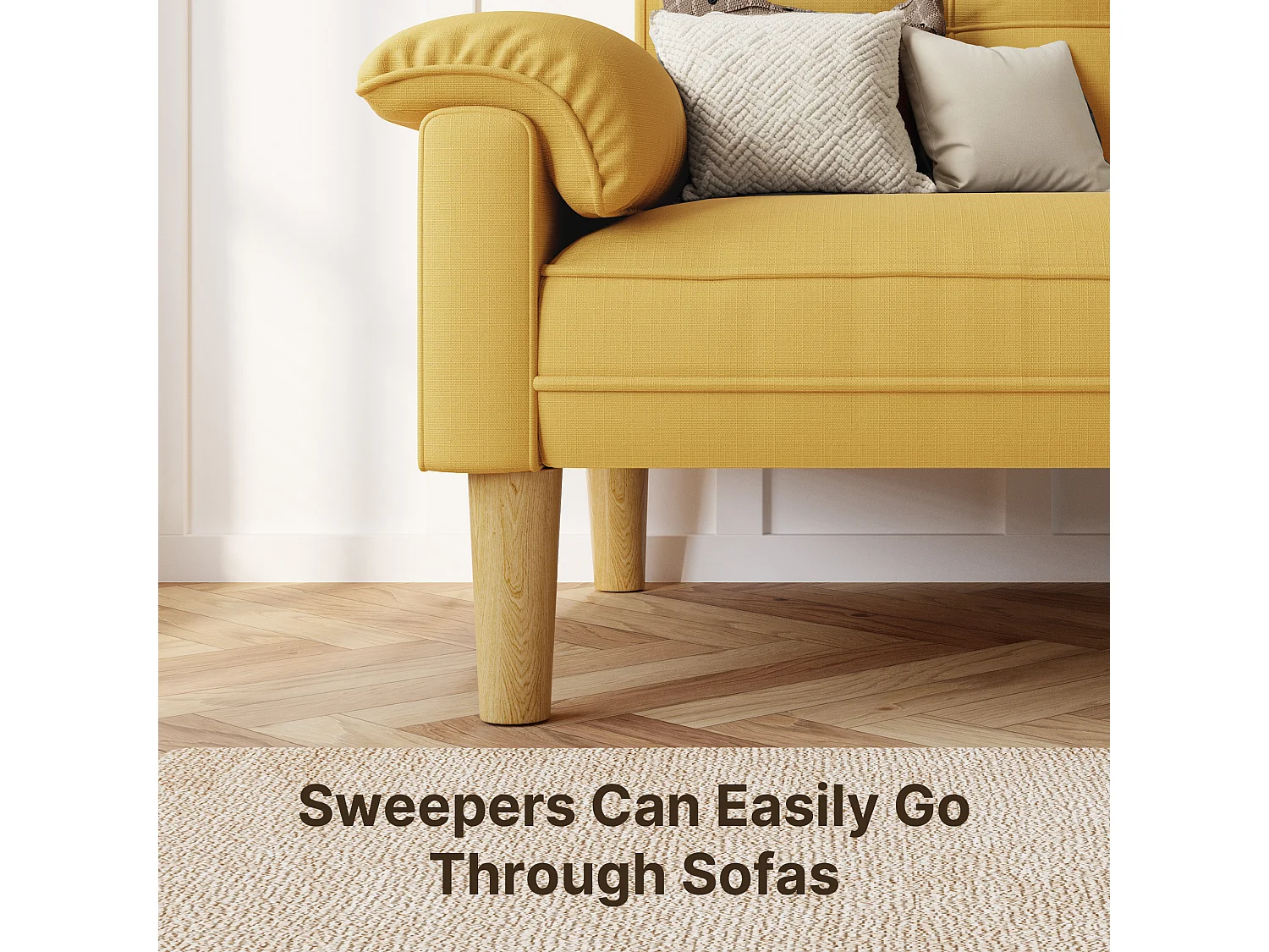 Canapé 2 Places Relax Tissu Jaune，145 x 77 x 77 cm