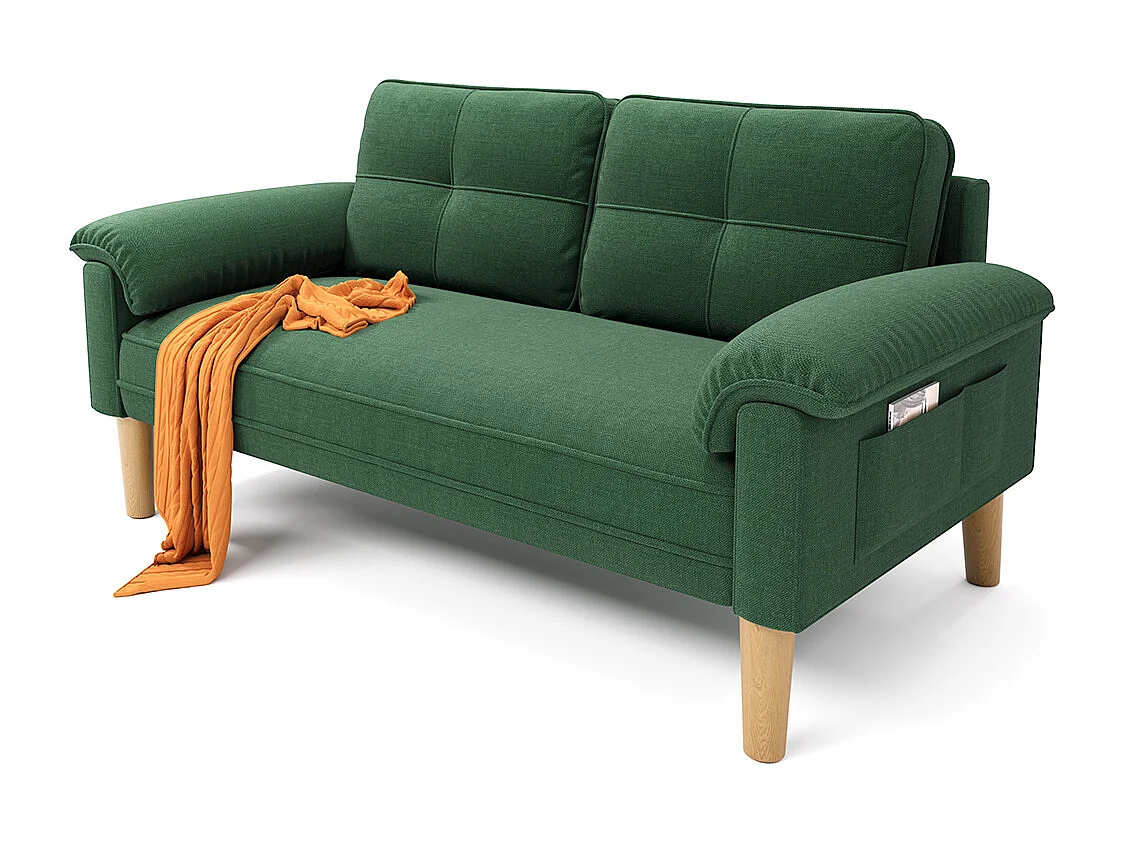 Canapé 2 Places Relax Tissu Vert，145 x 77 x 77 cm