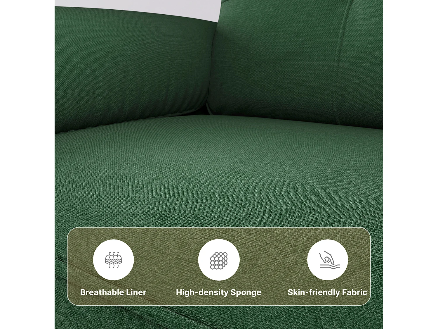 Canapé 2 Places Relax Tissu Vert，145 x 77 x 77 cm