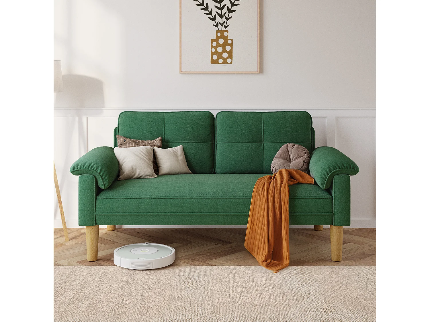 Canapé 2 Places Relax Tissu Vert，145 x 77 x 77 cm