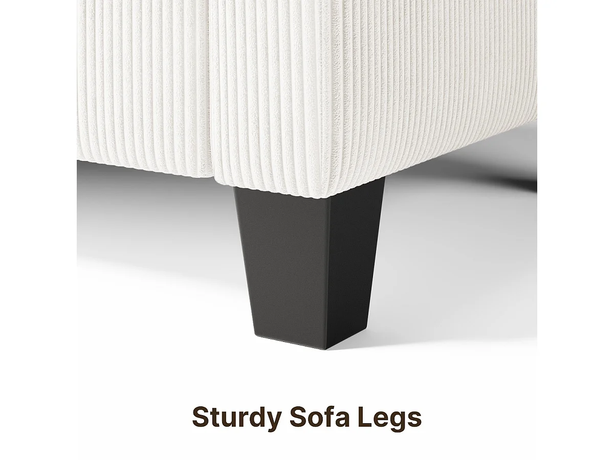 Canapé D’angle 3 Places Canapé modulable Velours Côtelé Beige