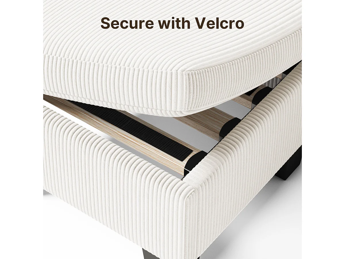 Canapé D’angle 3 Places Canapé modulable Velours Côtelé Beige