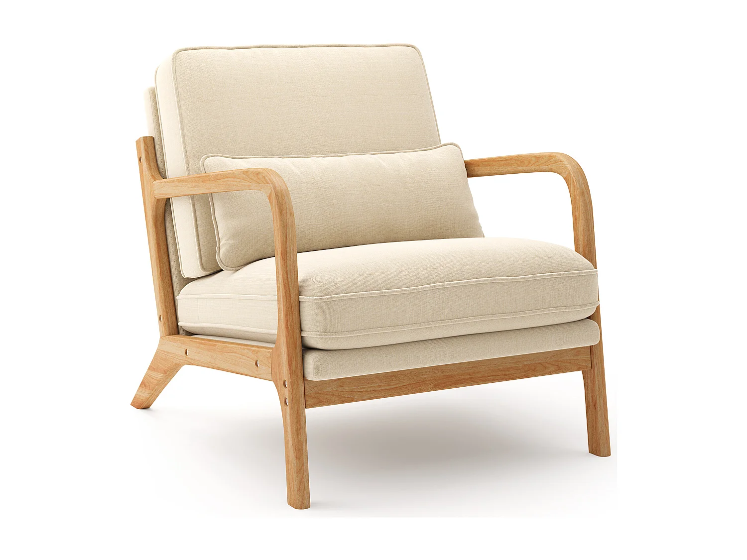 Bealife Fauteuil Tissu en Lin 65 x 82 x 75 cm Beige