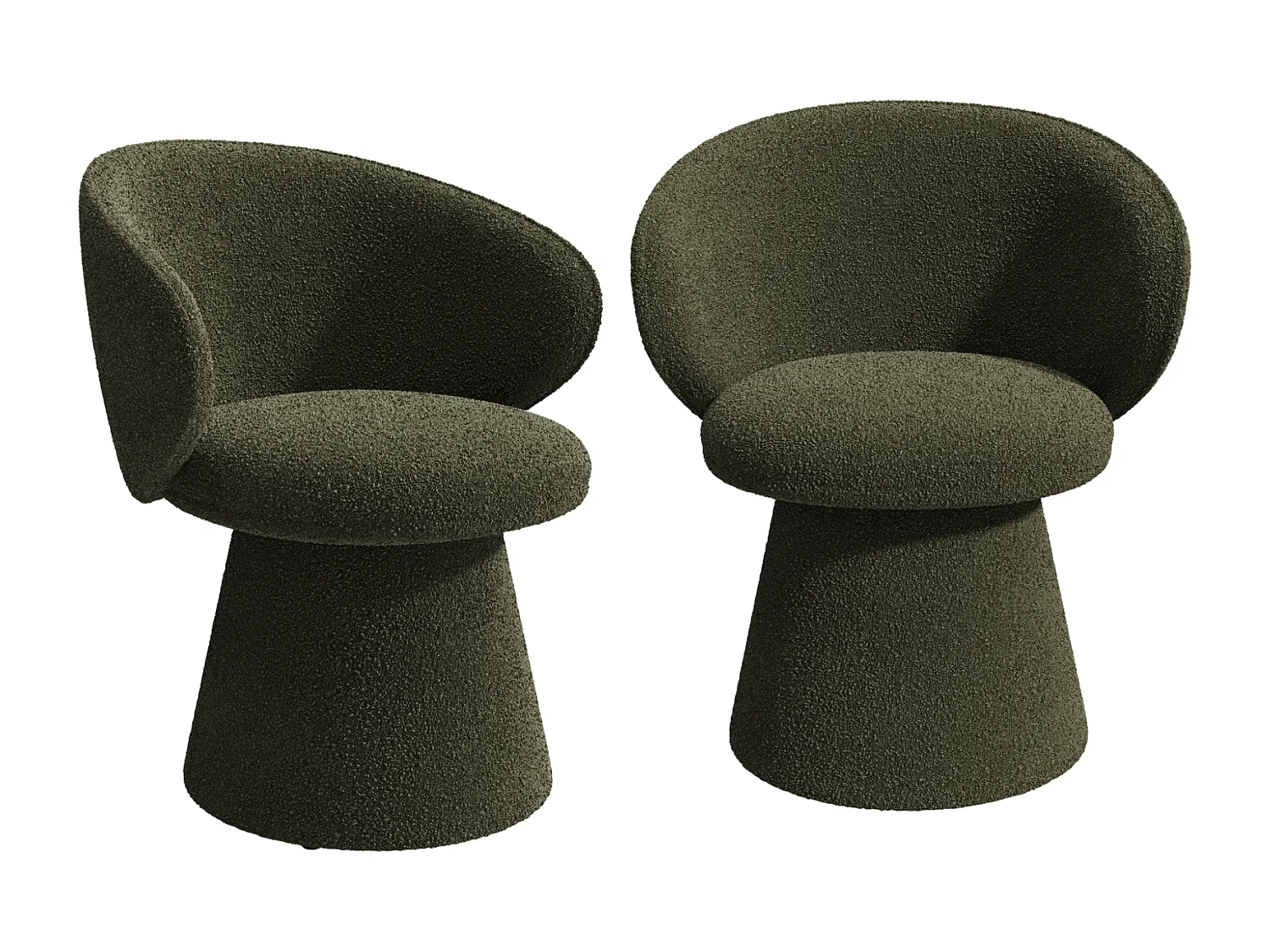 Lot de 2 fauteuils rotatif 180° bouclette kaki FLARE