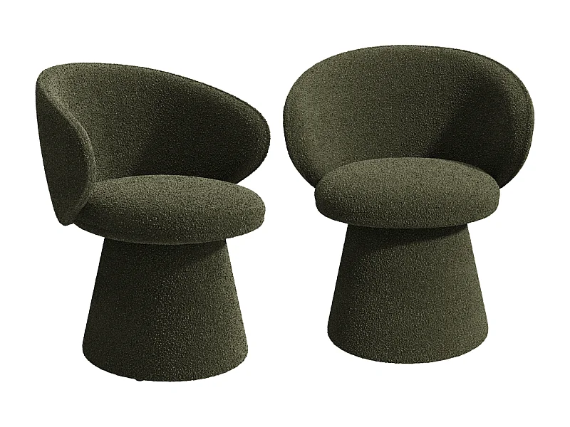 Lot de 2 fauteuils rotatif 180° bouclette kaki FLARE