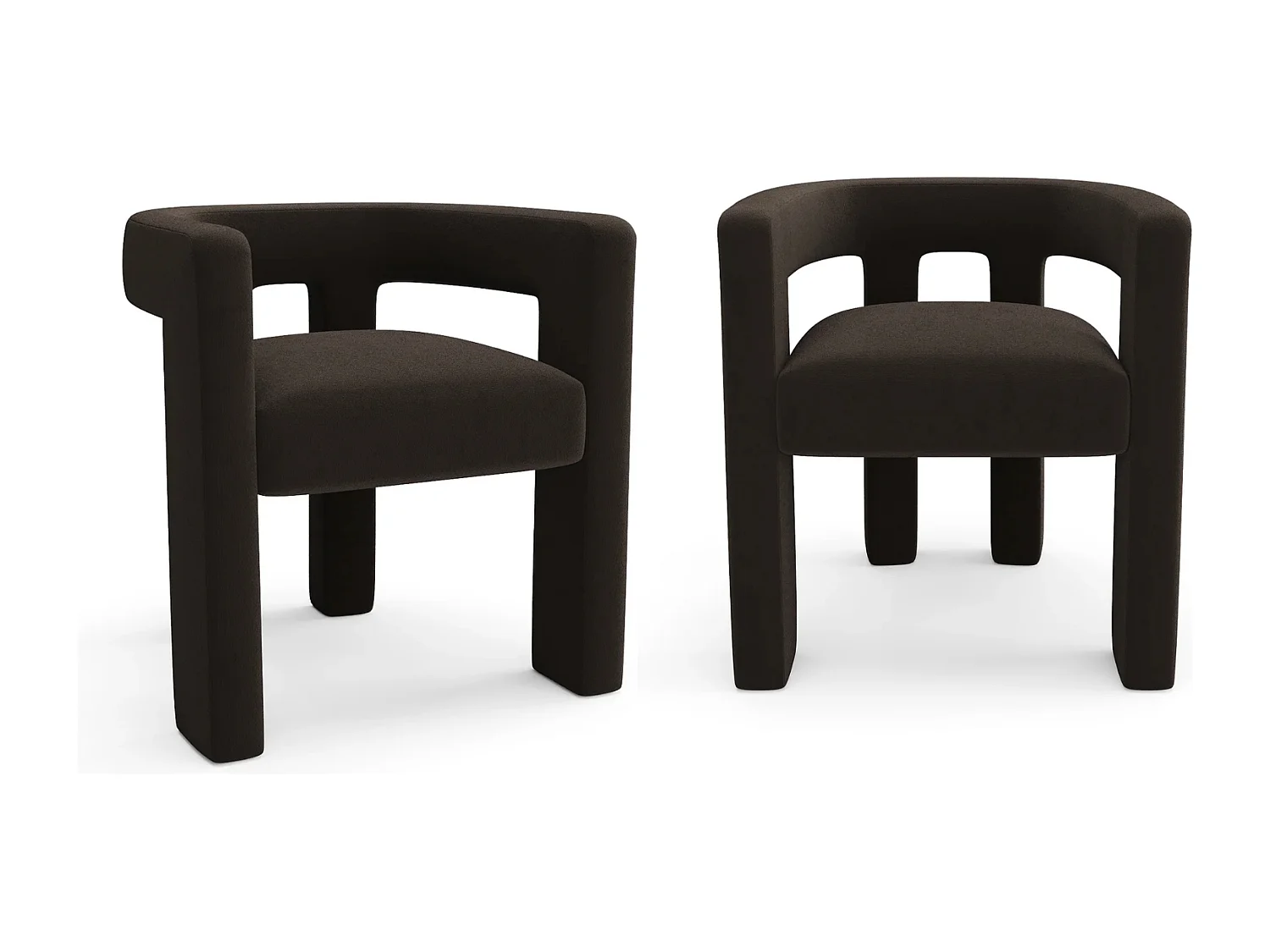 Lot de 2 fauteuils de salle à manger velours lisse noir ALYA