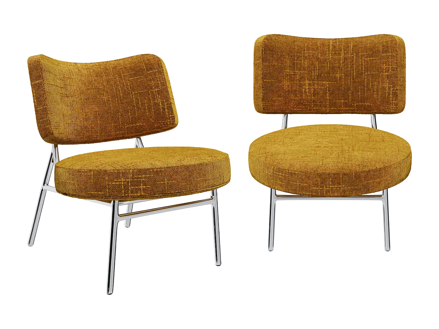 Lot de 2 fauteuils velours tramé moutarde IGGY