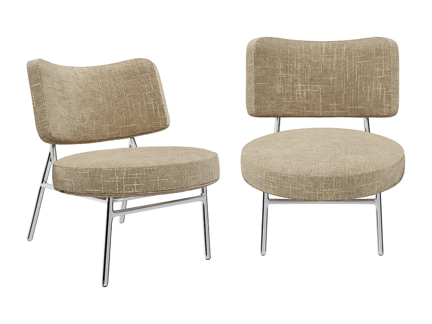Lot de 2 fauteuils velours tramé taupe IGGY
