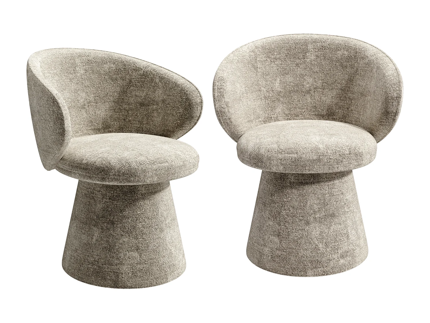 Lot de 2 fauteuils rotatif 180° velours texturé taupe FLARE