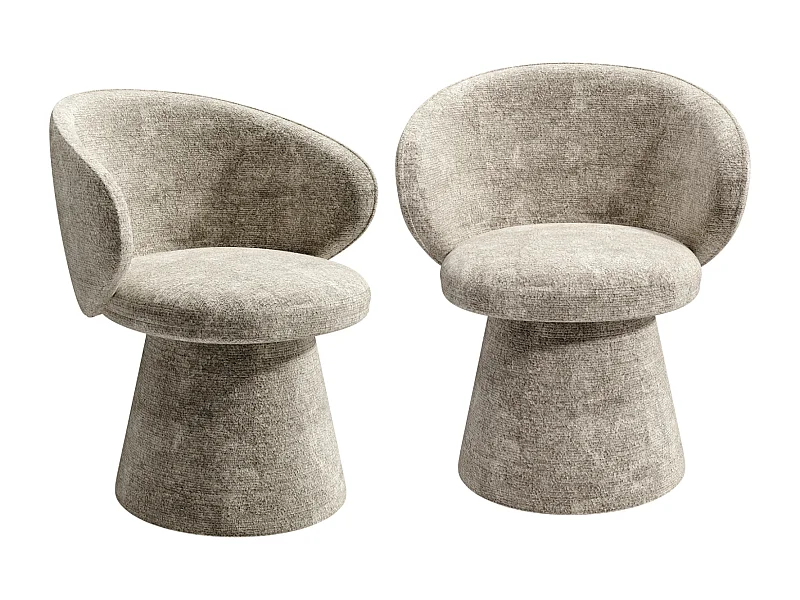 Lot de 2 fauteuils rotatif 180° velours texturé taupe FLARE