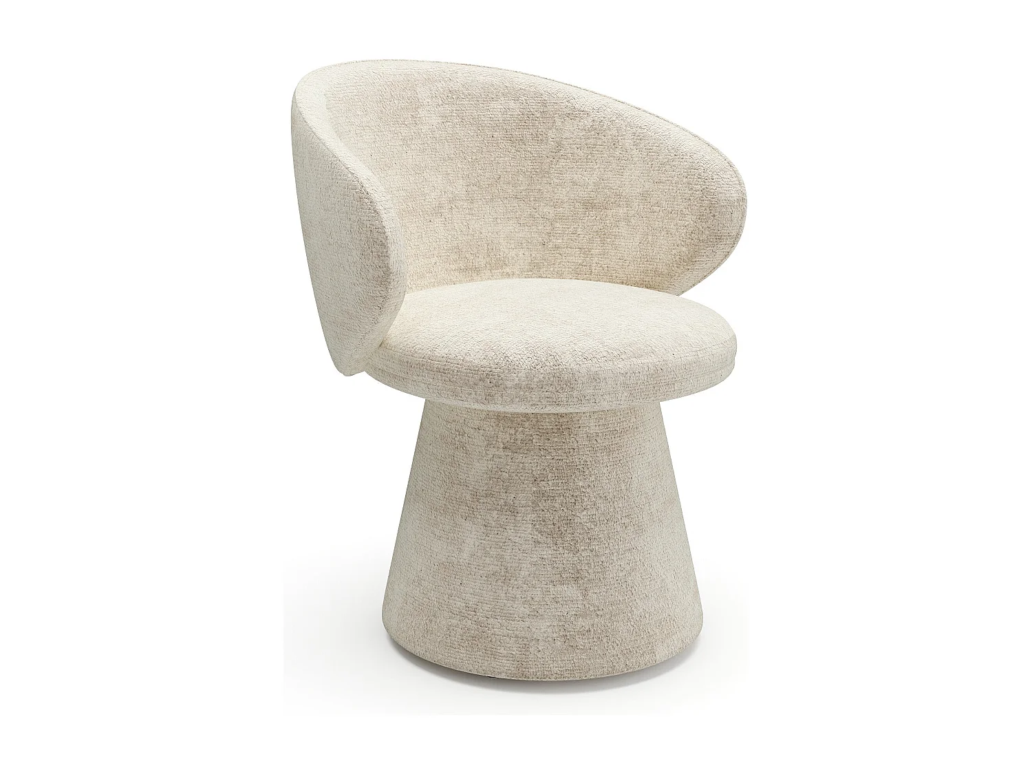 Lot de 2 fauteuils rotatif 180° velours texturé crème FLARE