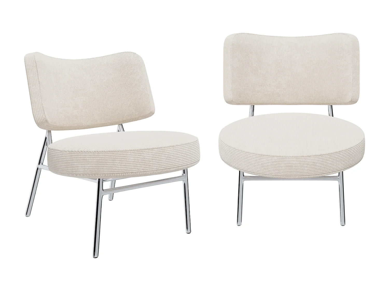 Lot de 2 fauteuils velours côtelé écru IGGY