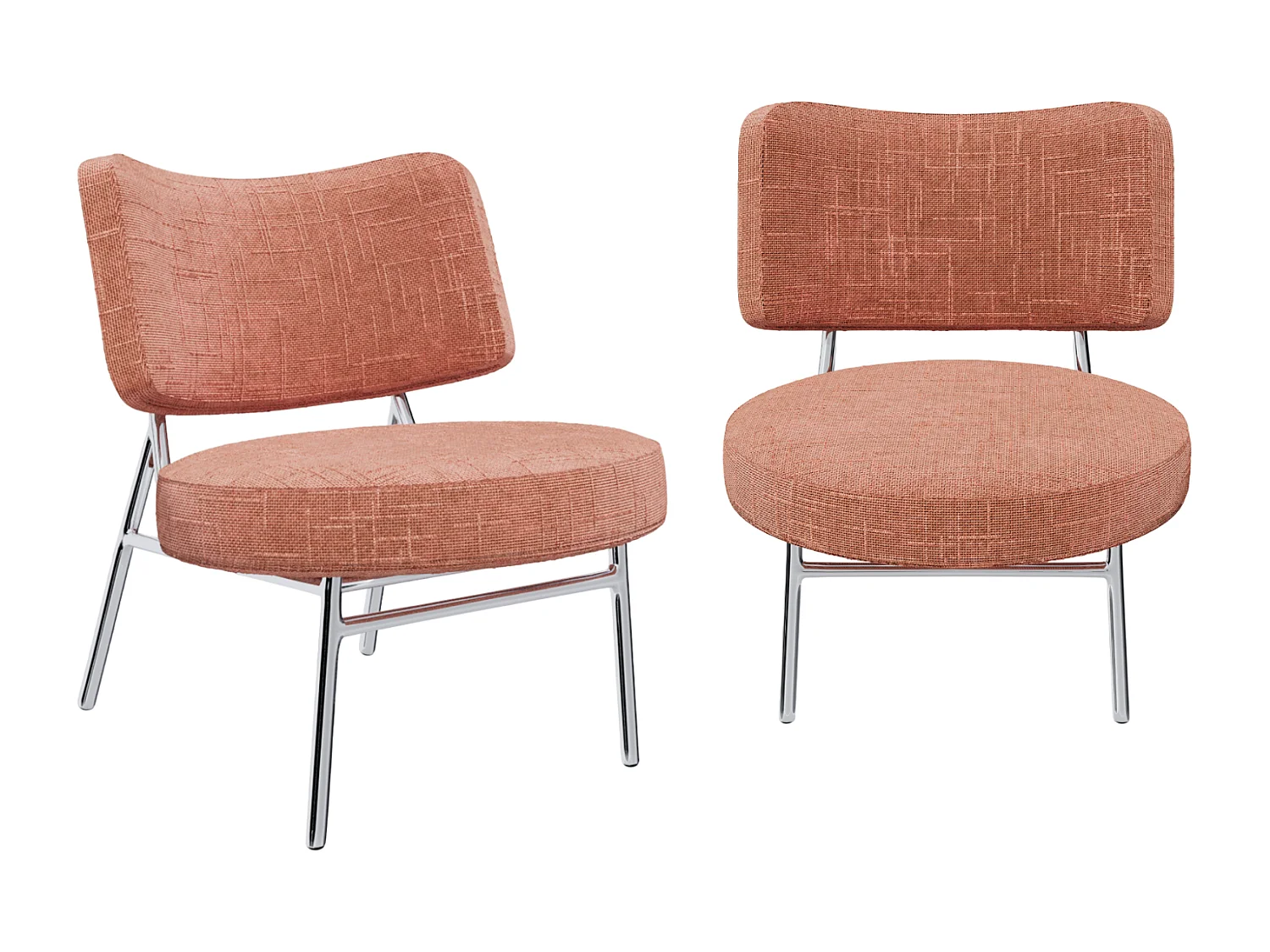 Lot de 2 fauteuils velours tramé rose vintage IGGY