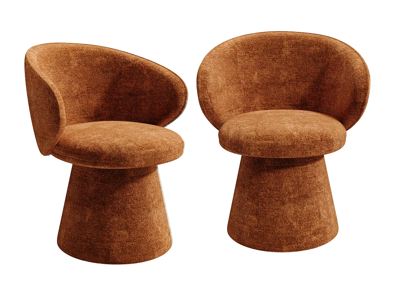 Lot de 2 fauteuils rotatif 180° velours texturé terracotta FLARE