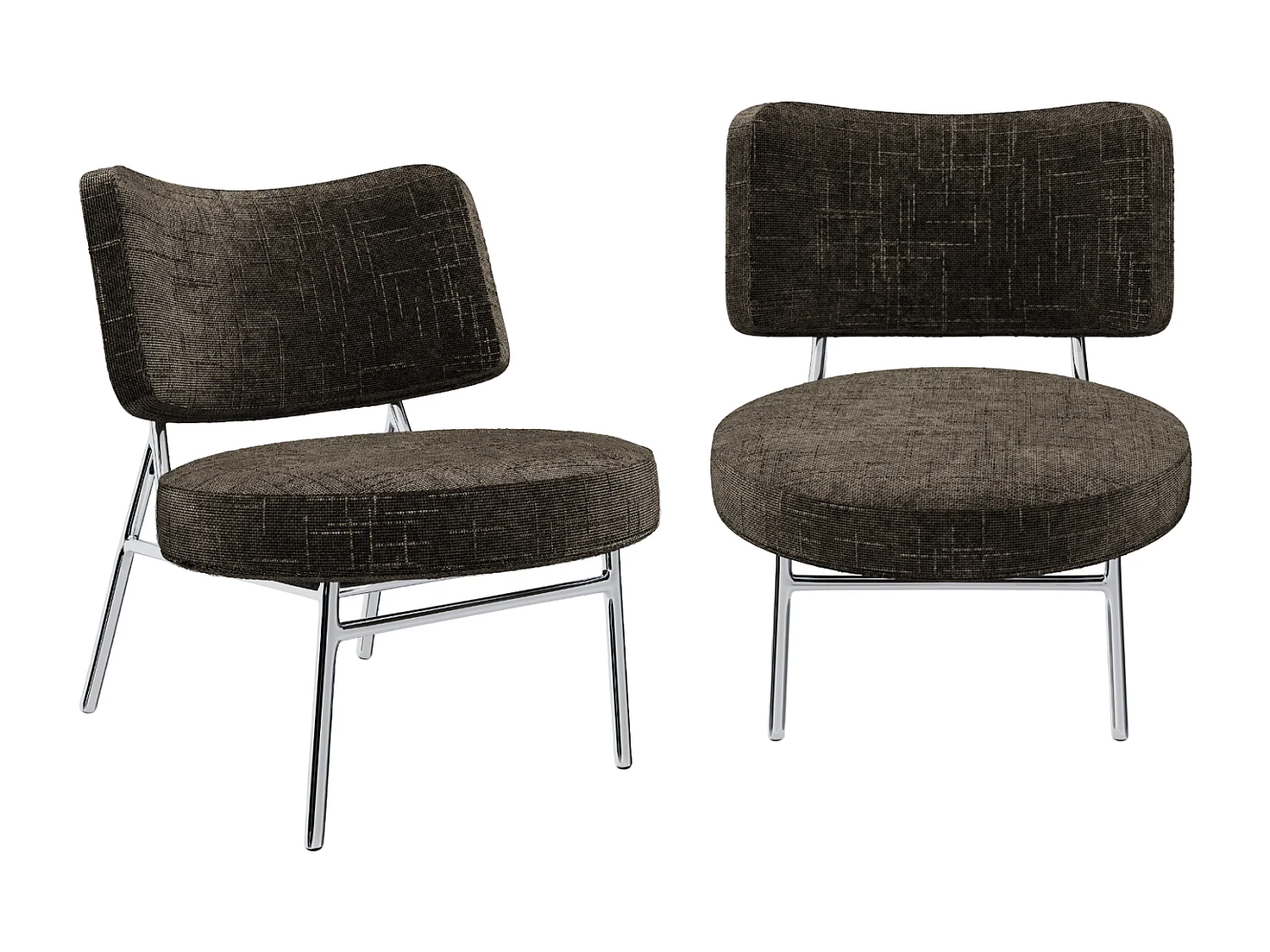Lot de 2 fauteuils velours tramé brun expresso IGGY