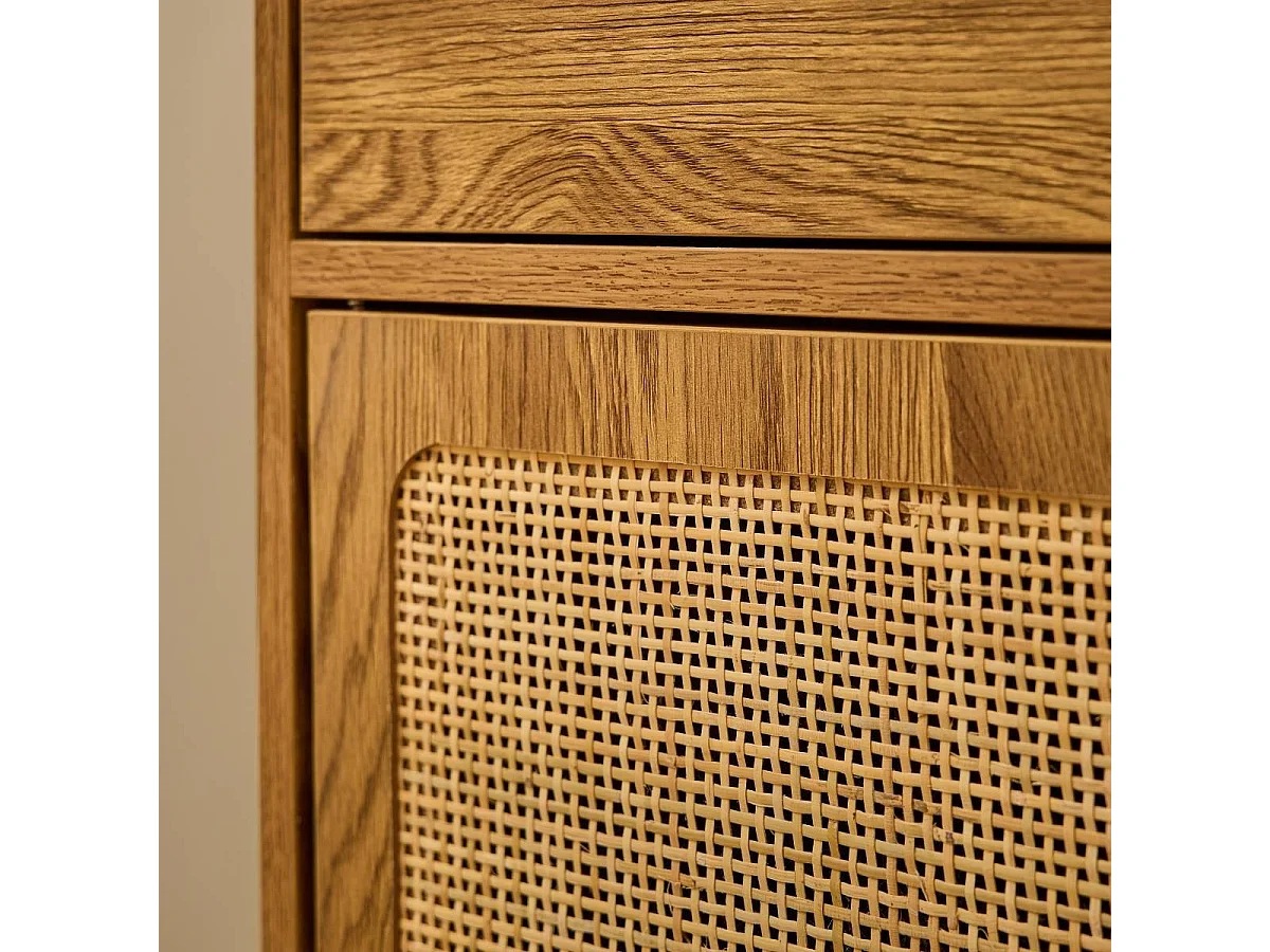 Commode 2 portes en rotin et 2 tiroirs L90 cm - ALIA