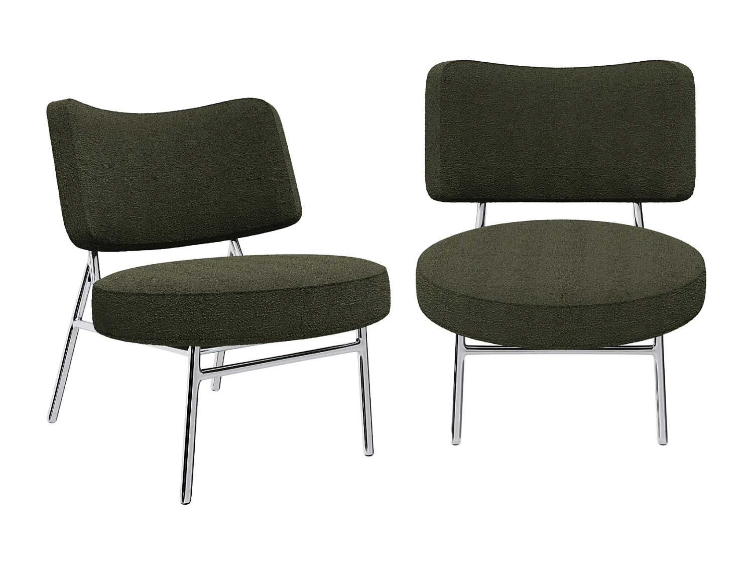 Lot de 2 fauteuils tissu bouclette kaki IGGY