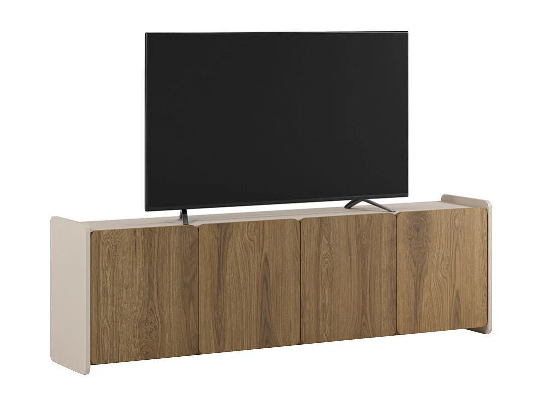 Enara - Meuble TV 4 portes en bois L180cm - Bois foncé